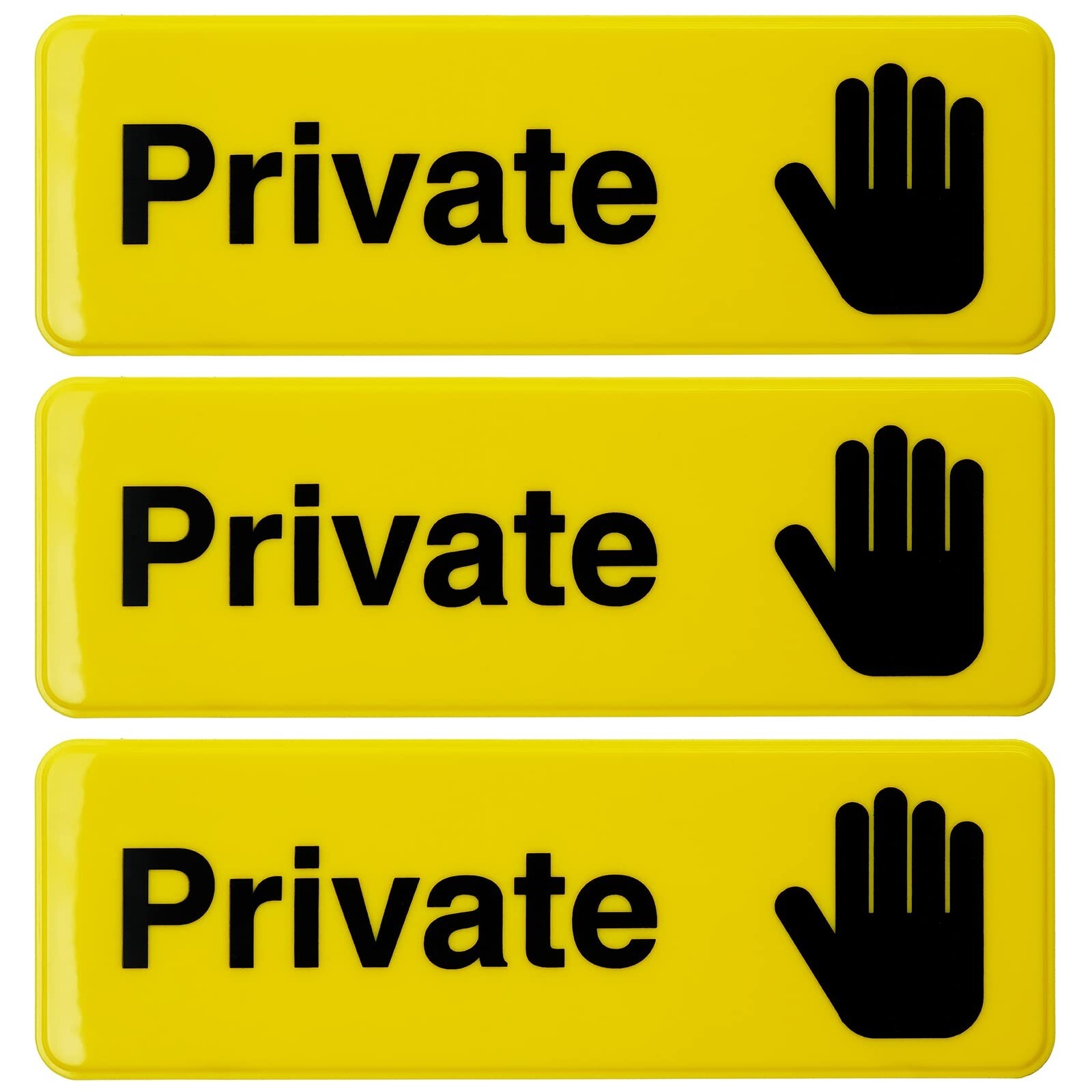 Excello Global Products Private Sign 9″x3″ Easy to Mount (3 Pack Yellow)