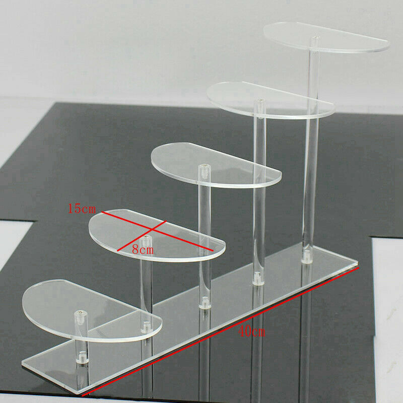 2/3/4/5 Tier Clear Acrylic Stand Display Rack Semicircle Removable Transparent