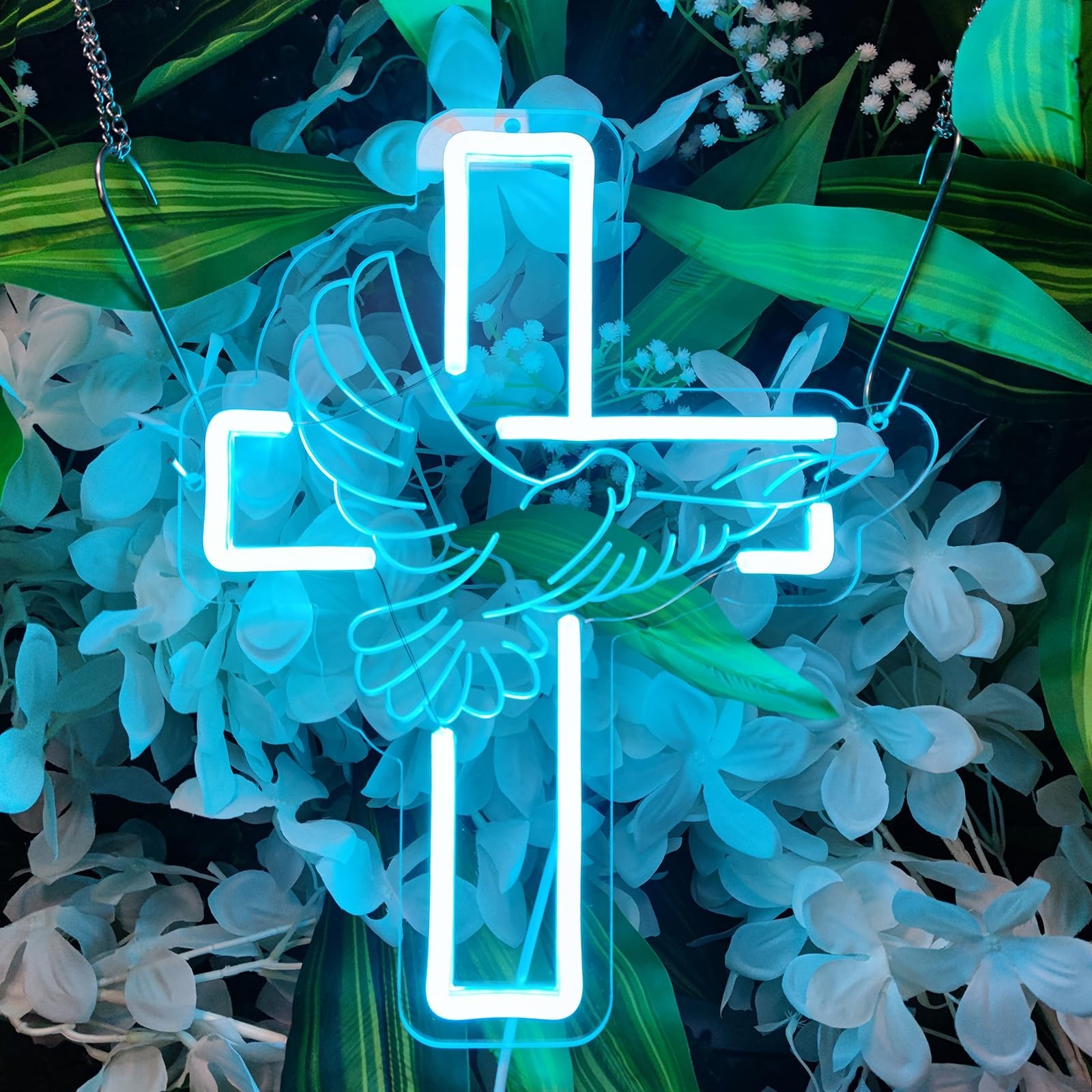 Jesus Cross Neon Signs, Cross Light Up Sign, Dimmable LED Neon Signs for Wall…