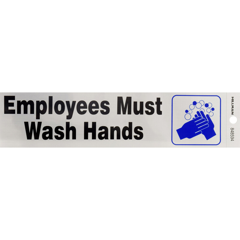 Hillman 848594 Black/Silver English Health Safety Decal 2 Hx8 W in. (Pack of 6)