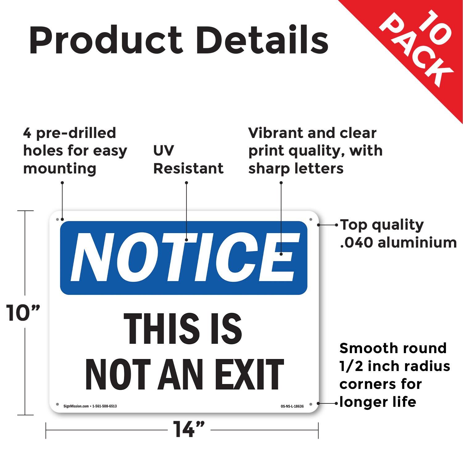 This Is Not An Exit OSHA Notice Sign Metal, Plastic, Or Decal – 5 or 10 Pack