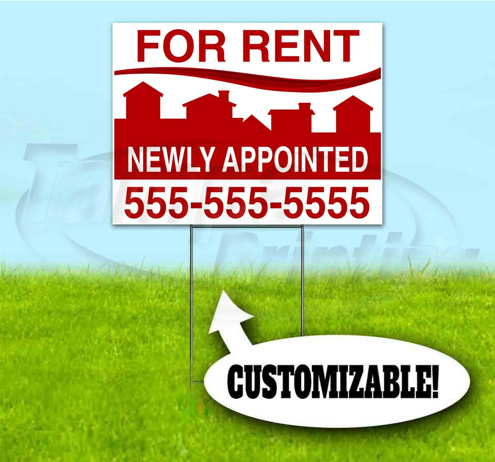 FOR RENT APPOINTED CUSTOM 18×24 Yard Sign WITH STAKE Bandit REALTOR REAL ESTATE