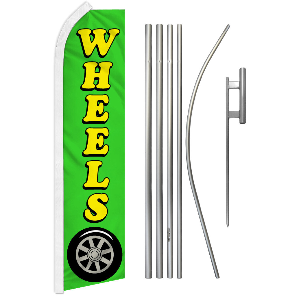 Wheels Swooper Flutter Feather Advertising Flag Kit Tires Rims Car Automotive GN