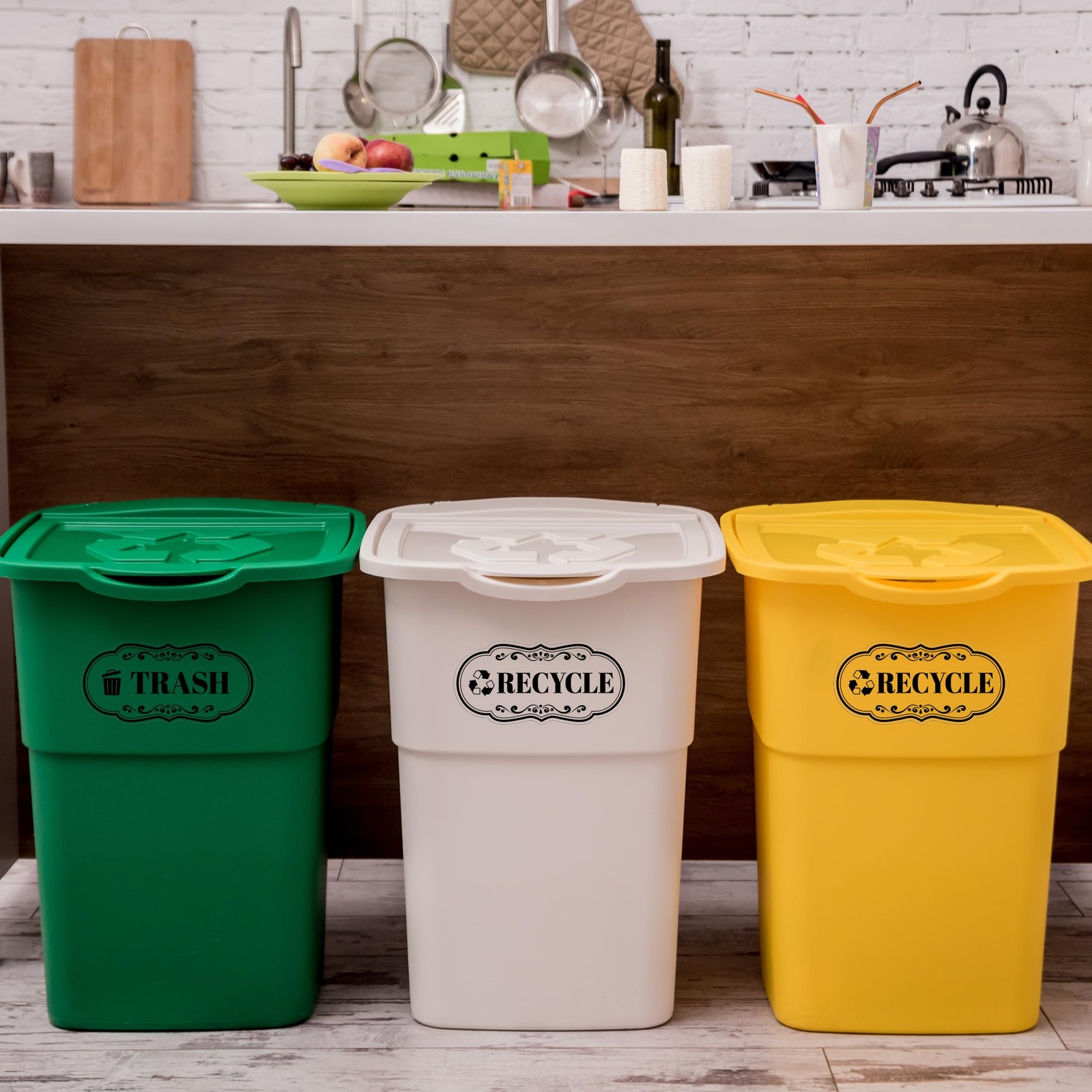 2PCS Recycle Stickers for Trash Bins, Self-Adhesive Waterproof Transparent Tr…