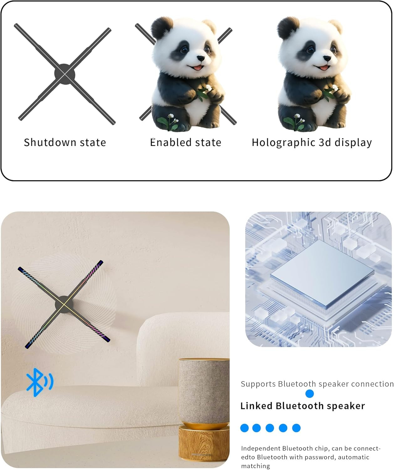 3D Hologram Fan, 25.6 Inch Holographic Video Advertising Projector Support App+B