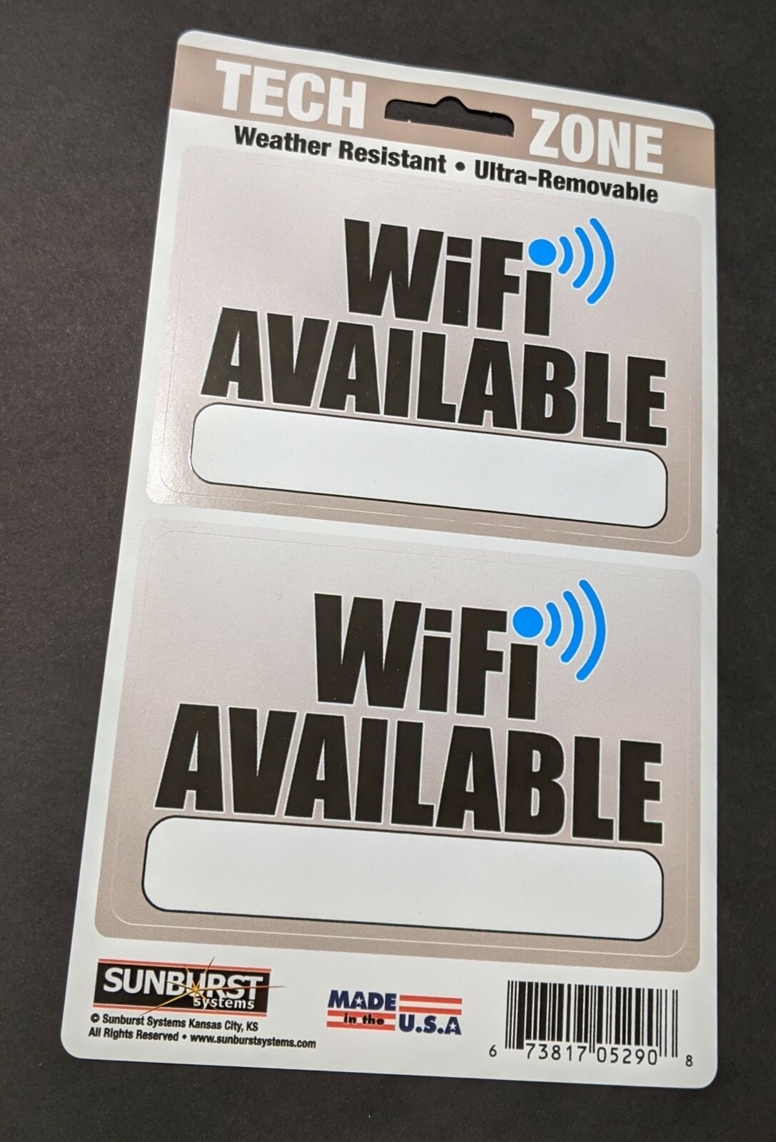 WiFi Available 2 Decals Stickers Blank area for Password Weather Resistant Sign