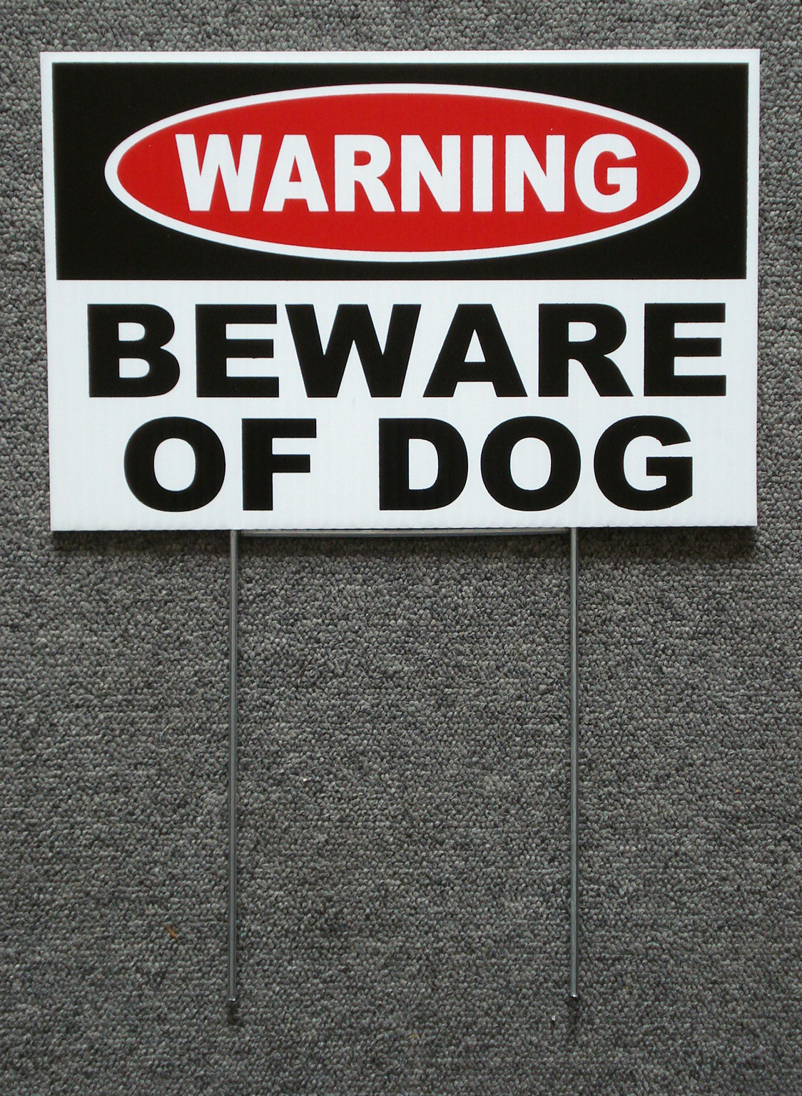 WARNING – BEWARE OF DOG 8″x12″ NEW with Stake Security Surveillance white