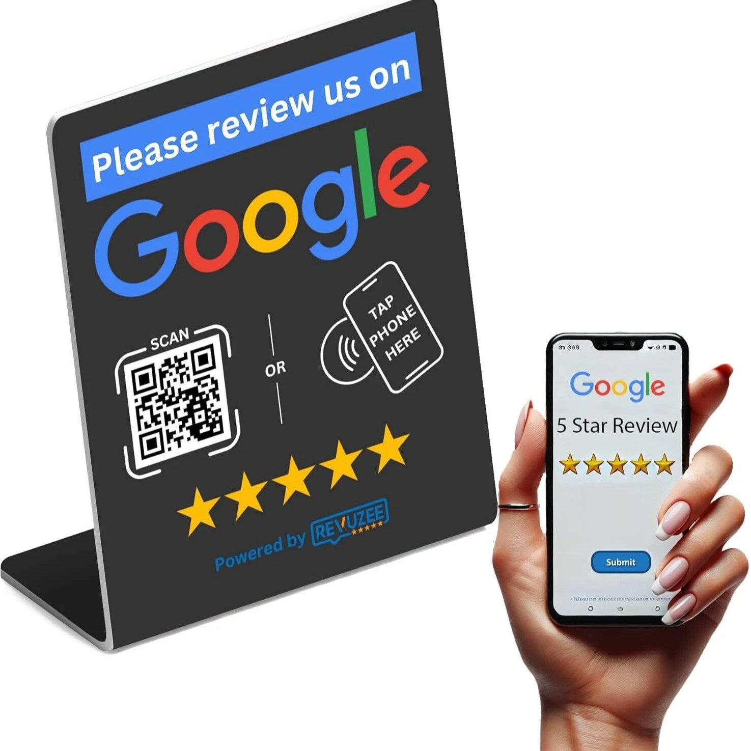 Google NFC & QR Code Tap Stand – Programmable Review Station