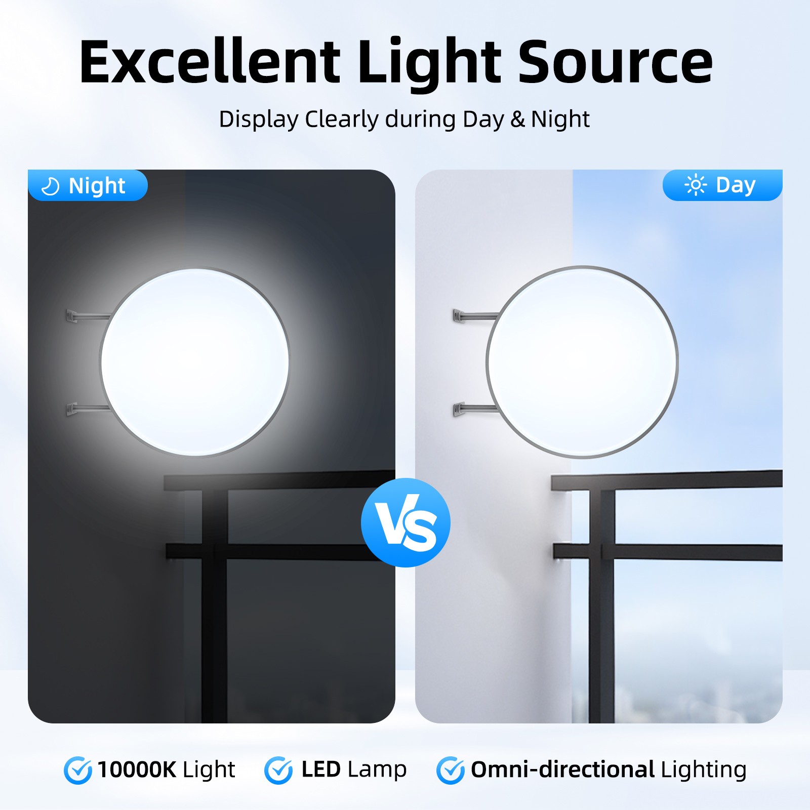 24Inch LED Round Sign Light Box Advertising Projecting Light Box Double Sided