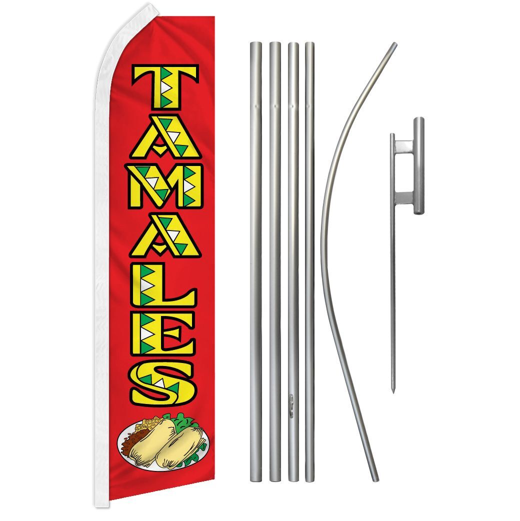 “TAMALES” Advertising Super Flag & Pole Kit Mexican food comida tamal
