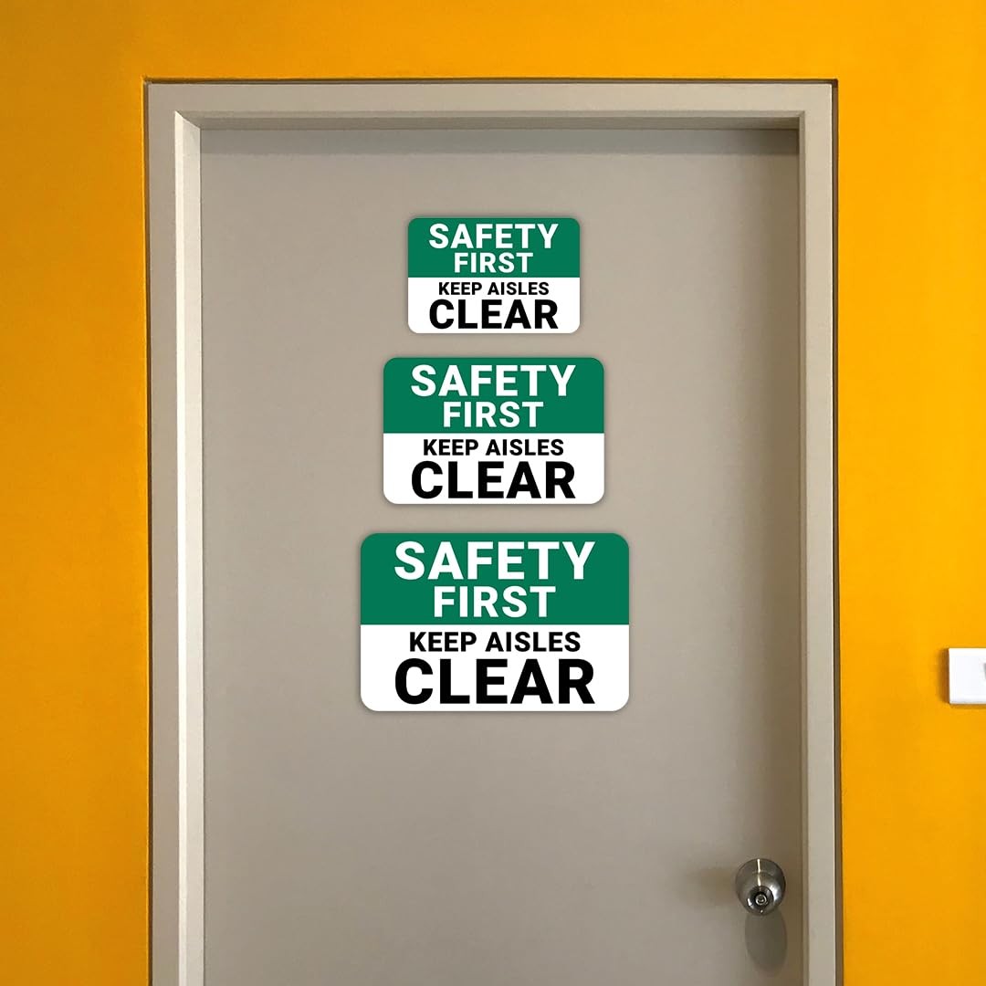 Classic Framed Plus Safety First Keep Aisles Clear Door or Wall Sign