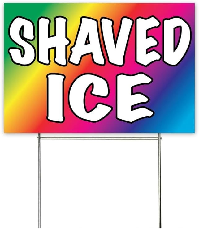 18×12 Inch SHAVED ICE Yard Sign with Stake – rb1s