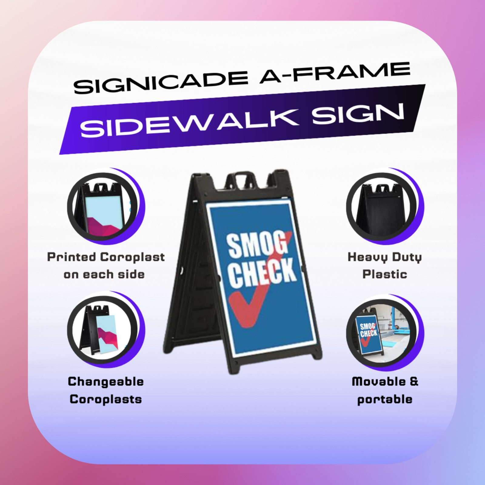 Custom Black Signicade 24×36 A Frame Sidewalk Sign Free Design & Fast Shipping