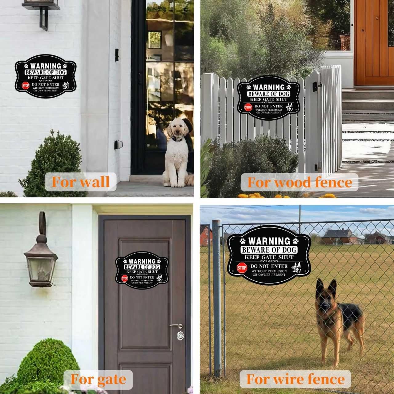 Beware of Dog Sign, 4 Pack Beware of Dog Signs for Fence,10×7 Inch, Reflectiv…