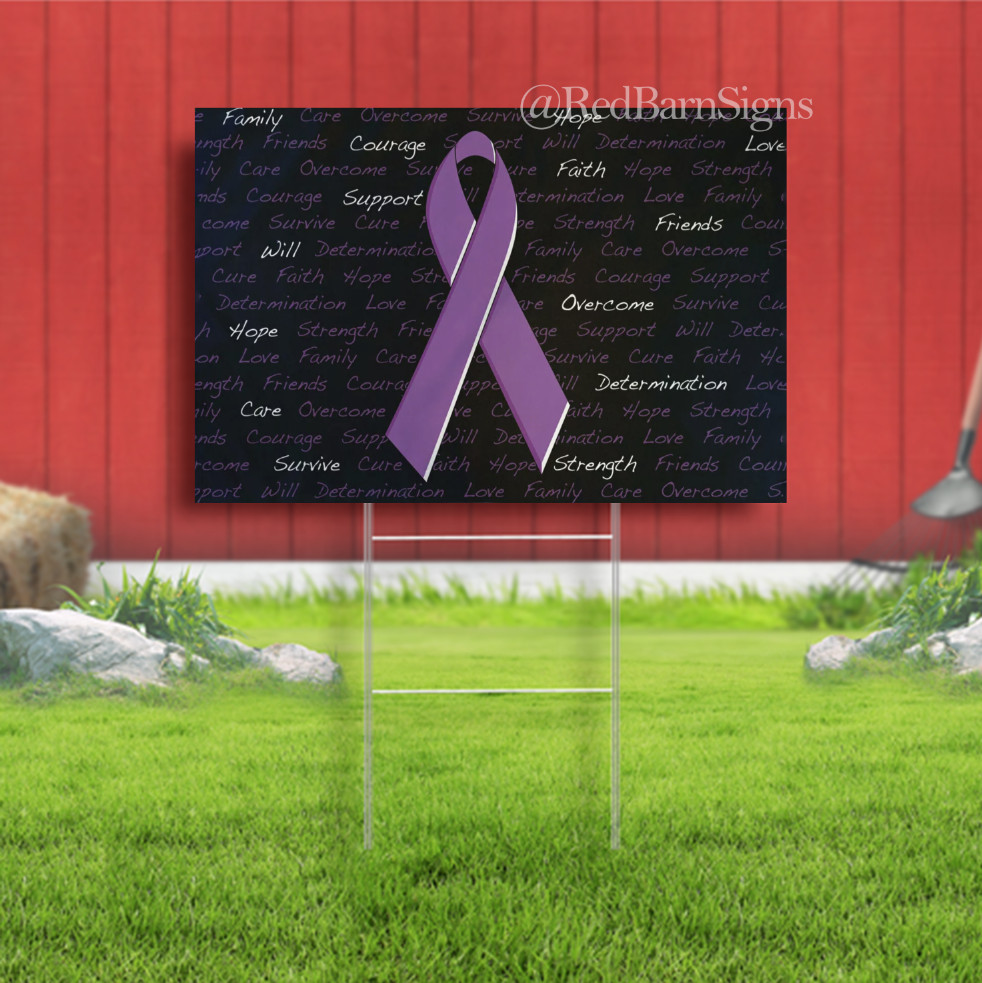Purple Ribbon Yard Sign Purple Ribbon Cause Awareness Sign