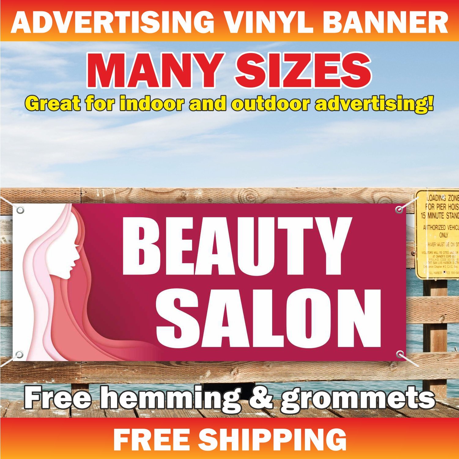 BEAUTY SALON Advertising Banner Vinyl Mesh Sign manicure spa barber hair shop