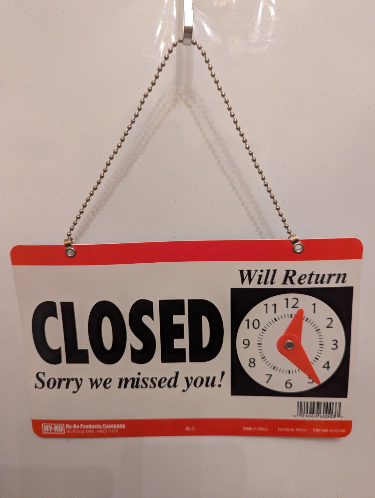 Business Sign Open/Closed With Clock & Chain 9.5″X6″