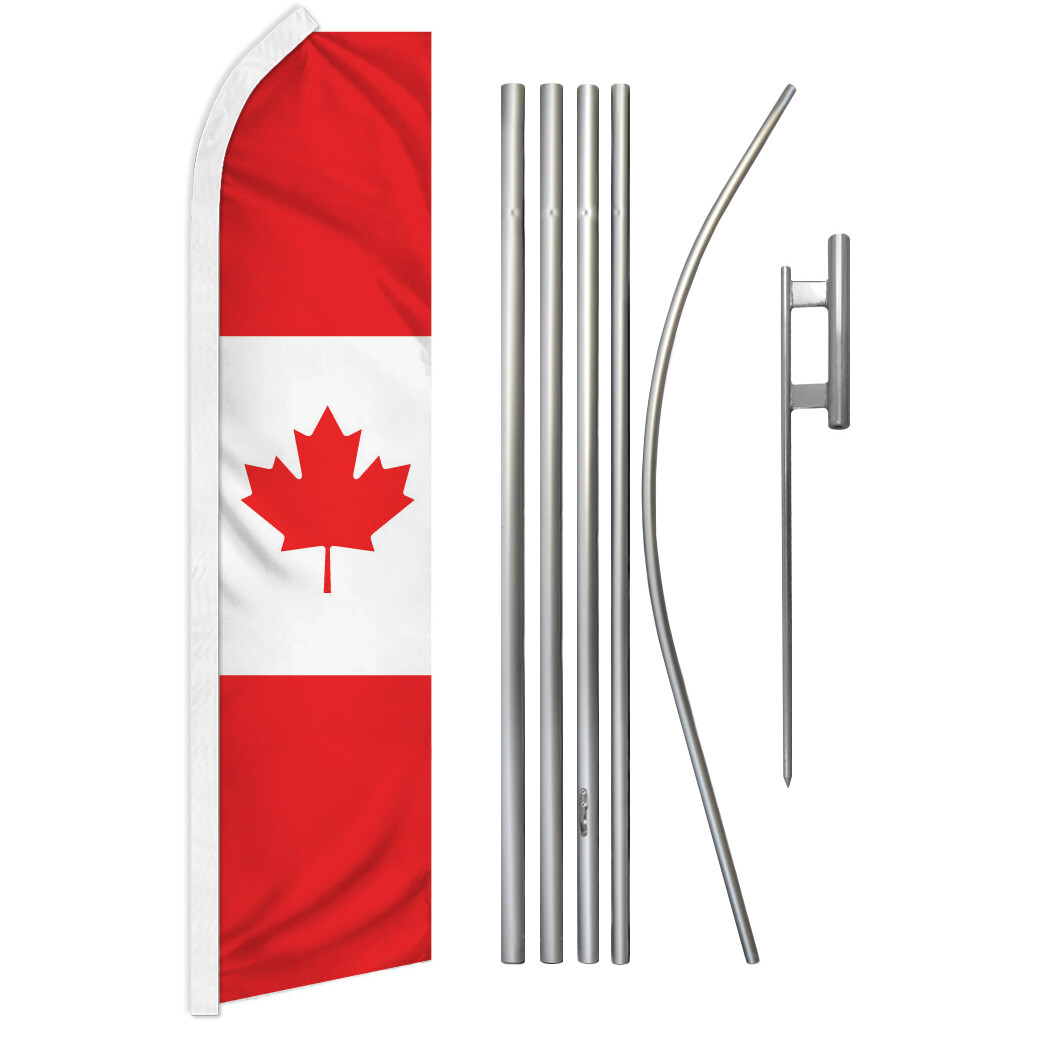 Canada Advertising Swooper Feather Flutter Flag & Pole Kit Large Canadian Flag