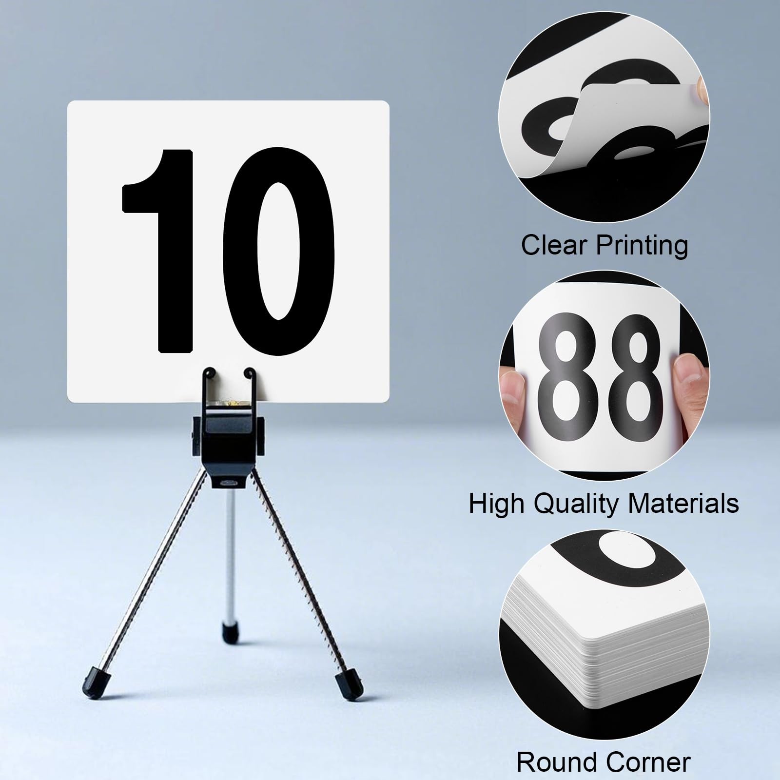 100 Pcs Table Numbers 1-100, Plastic Double Sided Table Number Cards, 4×3.7 I…