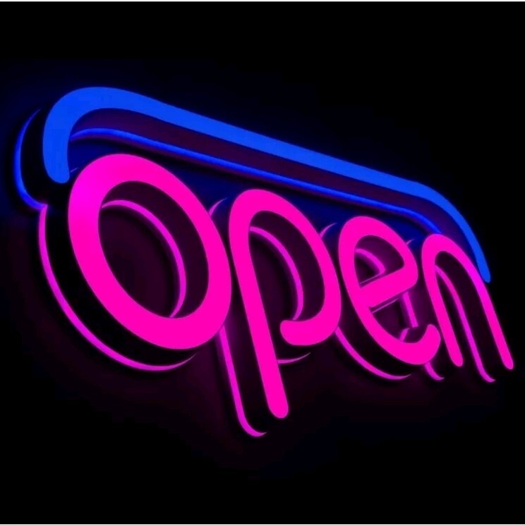 Anrookie LED Open Signs for Business 19.7×9″ Neon Static Display Pink Blue NEW