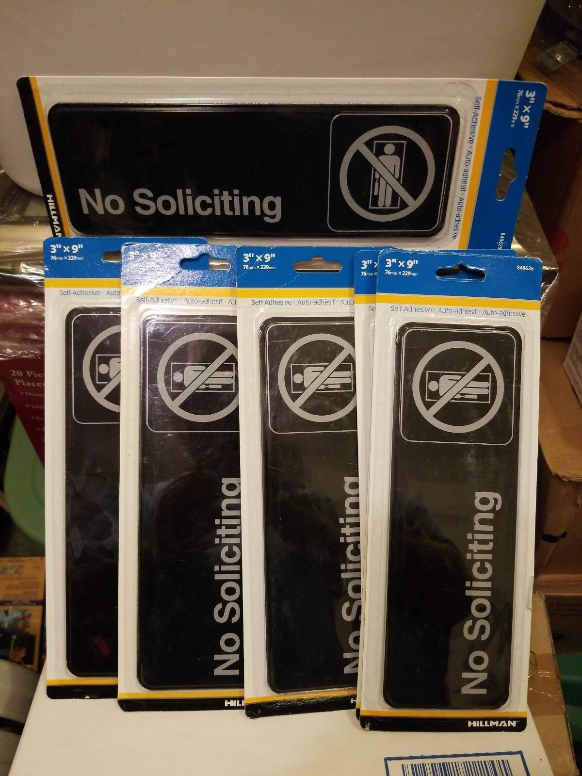 NO SOLICITING sign Lot 3″x 9″ Self-Stick 848635 Visual Impact Brand NEW! X7