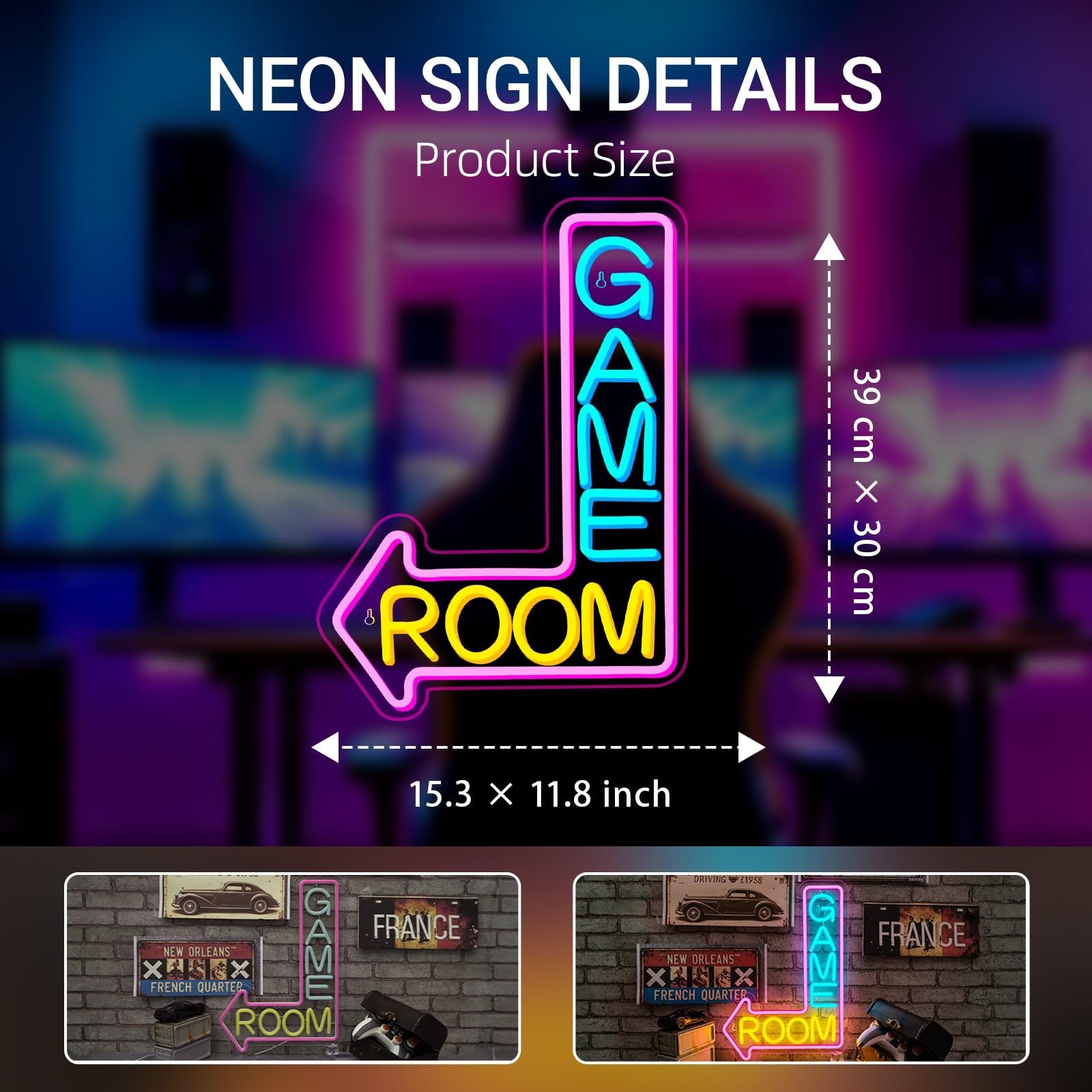 Game Room Neon Sign Gaming Led Neon Lights for Wall Decor Man Cave Light Up S…