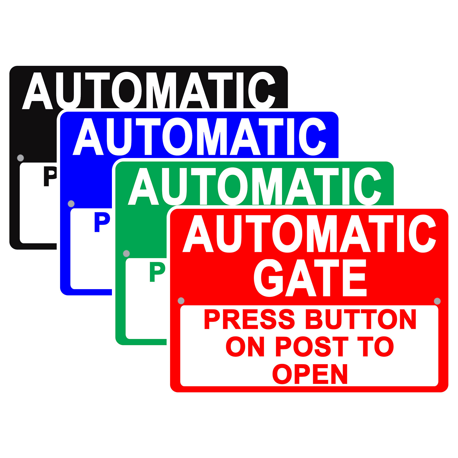 Automatic Gate Press Button On Post To Open Home Outdoor Aluminum Metal Sign