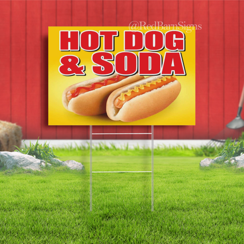 HOT DOG SODA coffee fast food burger Yard Sign with metal stakes