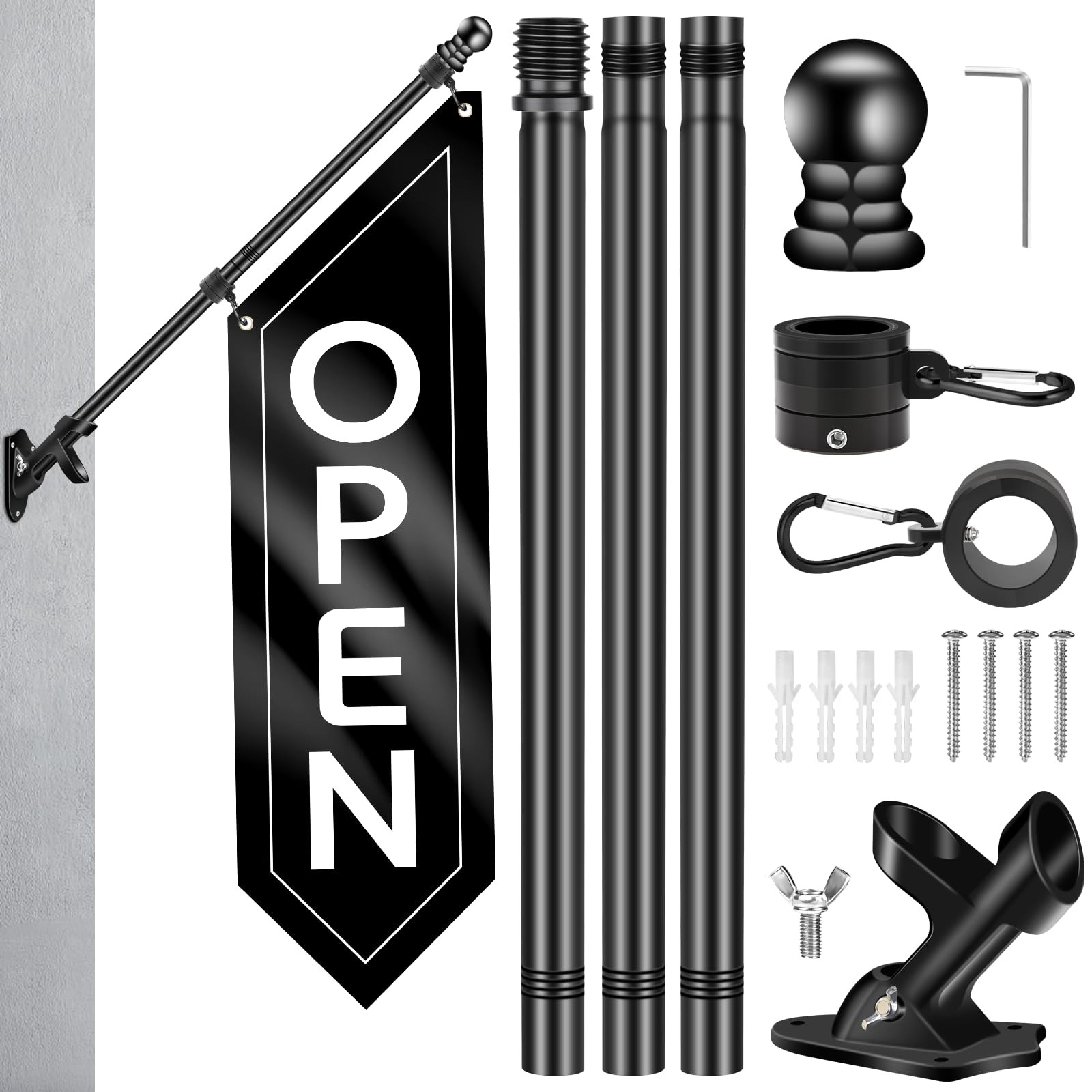 Open Flag with Pole Kit Heavy Duty DoubleSided Open Banner for Business Stor…