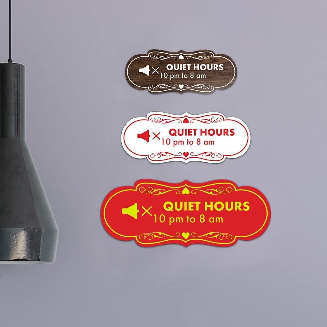 Medium Black Gold Designer Quiet Hours 10 pm to 8 am Sign for Business Wall