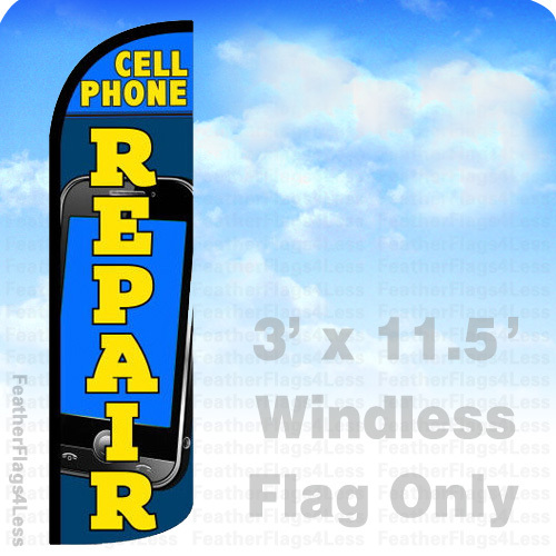 CELL PHONE REPAIR – Windless Swooper Feather Flag 3×11.5′ Banner Sign – bq