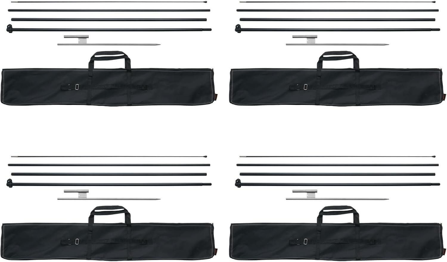 Heavy Duty 16.3 Ft Swooper Flag Pole Kit 4 Pack – Durable Aluminum/Fiberglass…