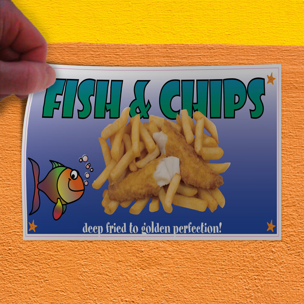 Decal Stickers Fish & Chips Restaurant Cafe Bar B Vinyl Store Sign Label