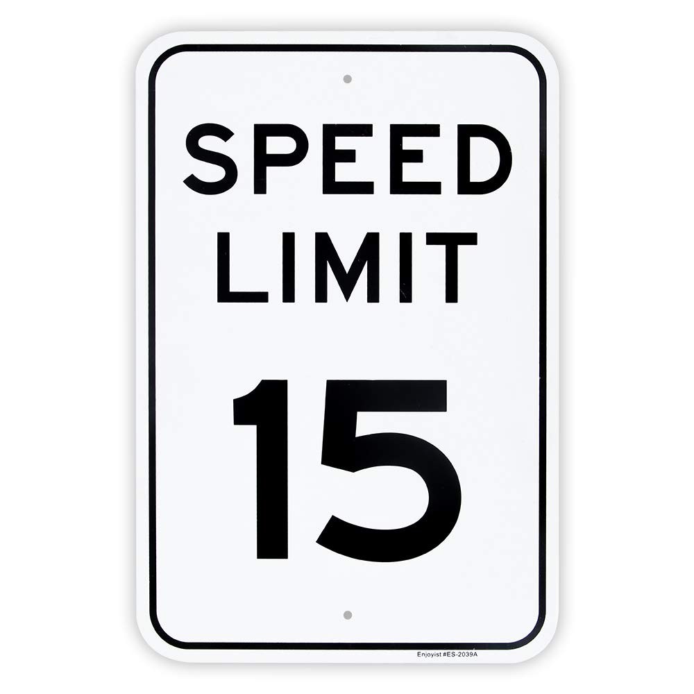 Large Speed Limit 15 MPH Sign, 18″x 12″ .04″ Aluminum Reflective Sign Rust Free