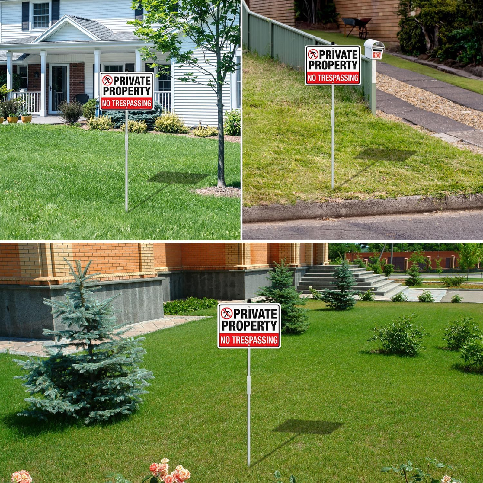 No Trespassing Sign Private Property 14×10 Rustproof Aluminum 36 Inch Stake 2