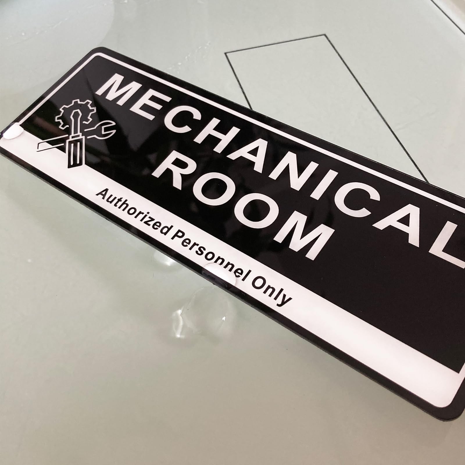 9×3 inch “Mechanical Room Authorized Personnel Only” Acrylic Door Sign B&W