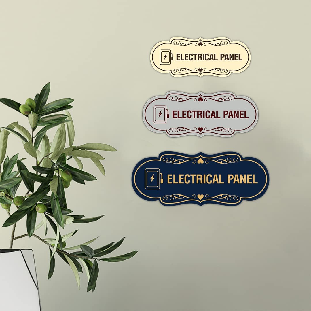 Designer Electrical Panel Box Sign Black Gold – Large