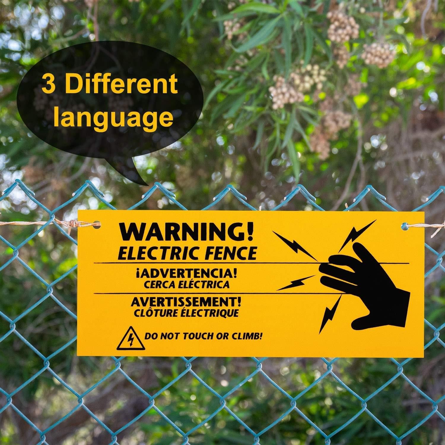 24 Pieces Electric Fence Warning Signs 10 X 4 Inch Plastic Danger Electric Fence