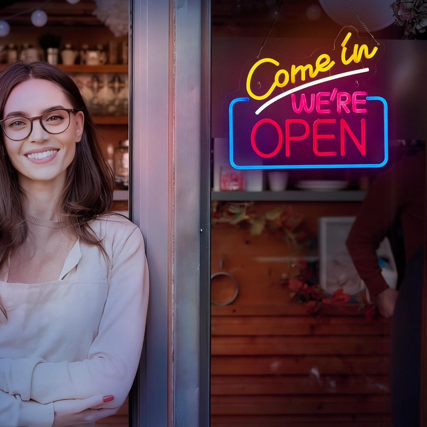Come In We’re Open Neon Sign for Wall Decor Open LED Neon Signs Lights for Café