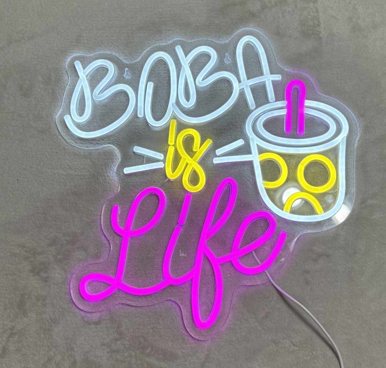 Neon Boba Sign Multicolor Boba Is Life 14″ x 14″ 5 Level Brightness Control