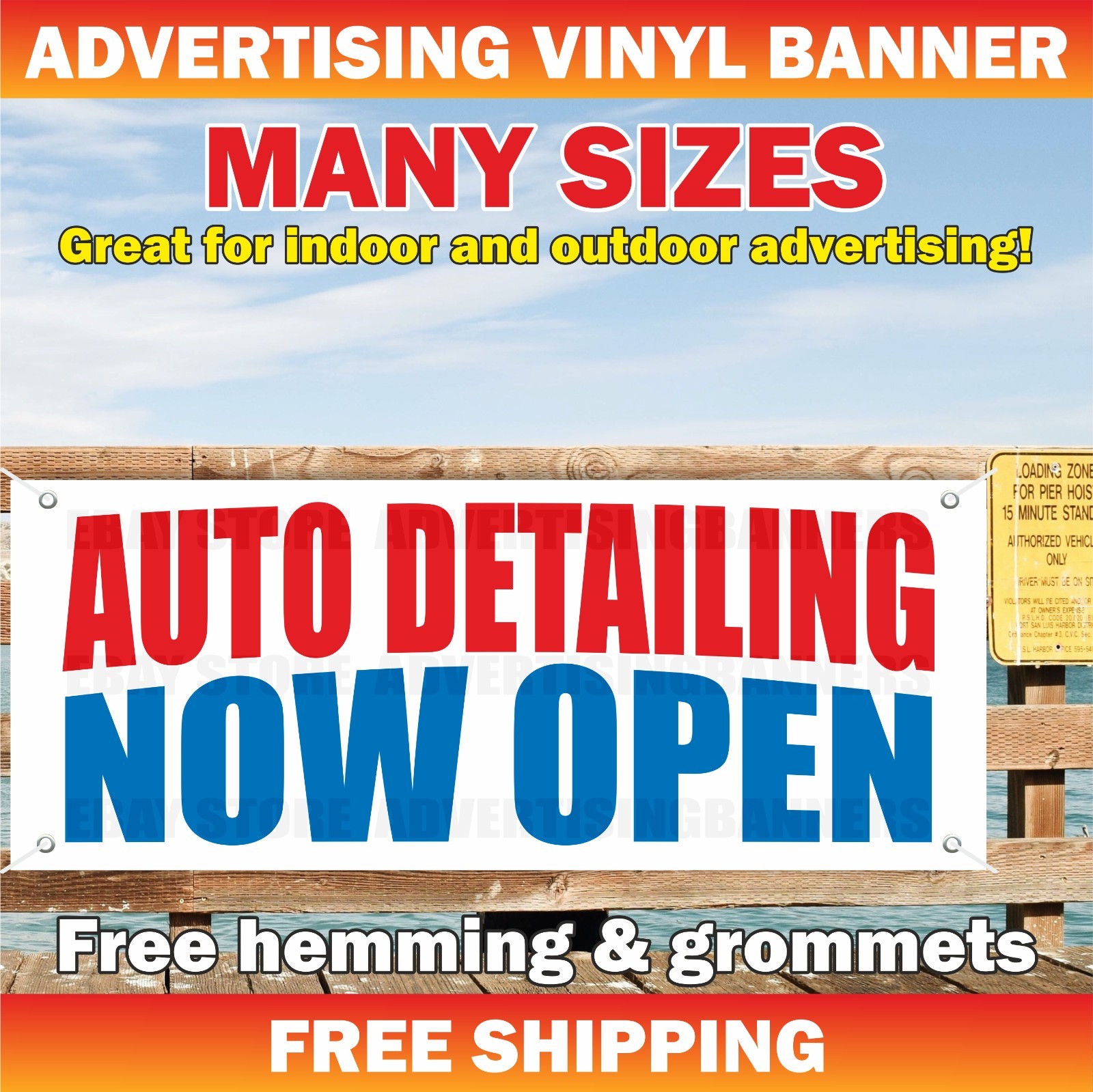AUTO DETAILING NOW OPEN Advertising Banner Vinyl Mesh Sign CAR WASH SERVICES