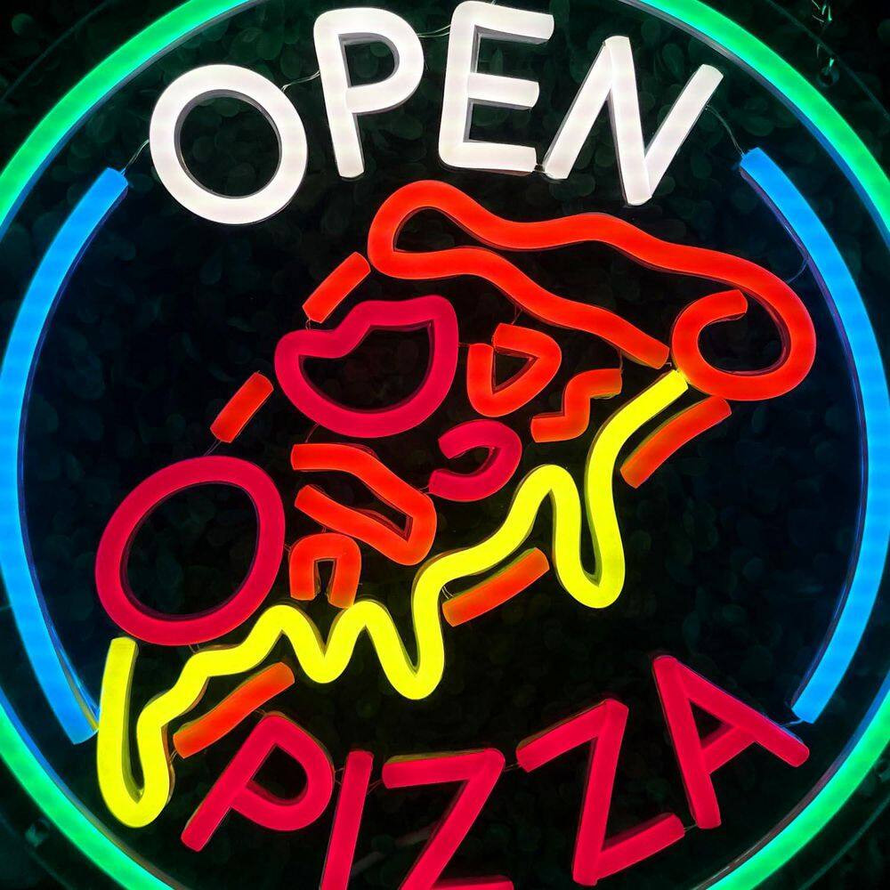 Pizza Open LED Neon Sign Acrylic Finish Wall Decoration for Restaurant Shop Bar