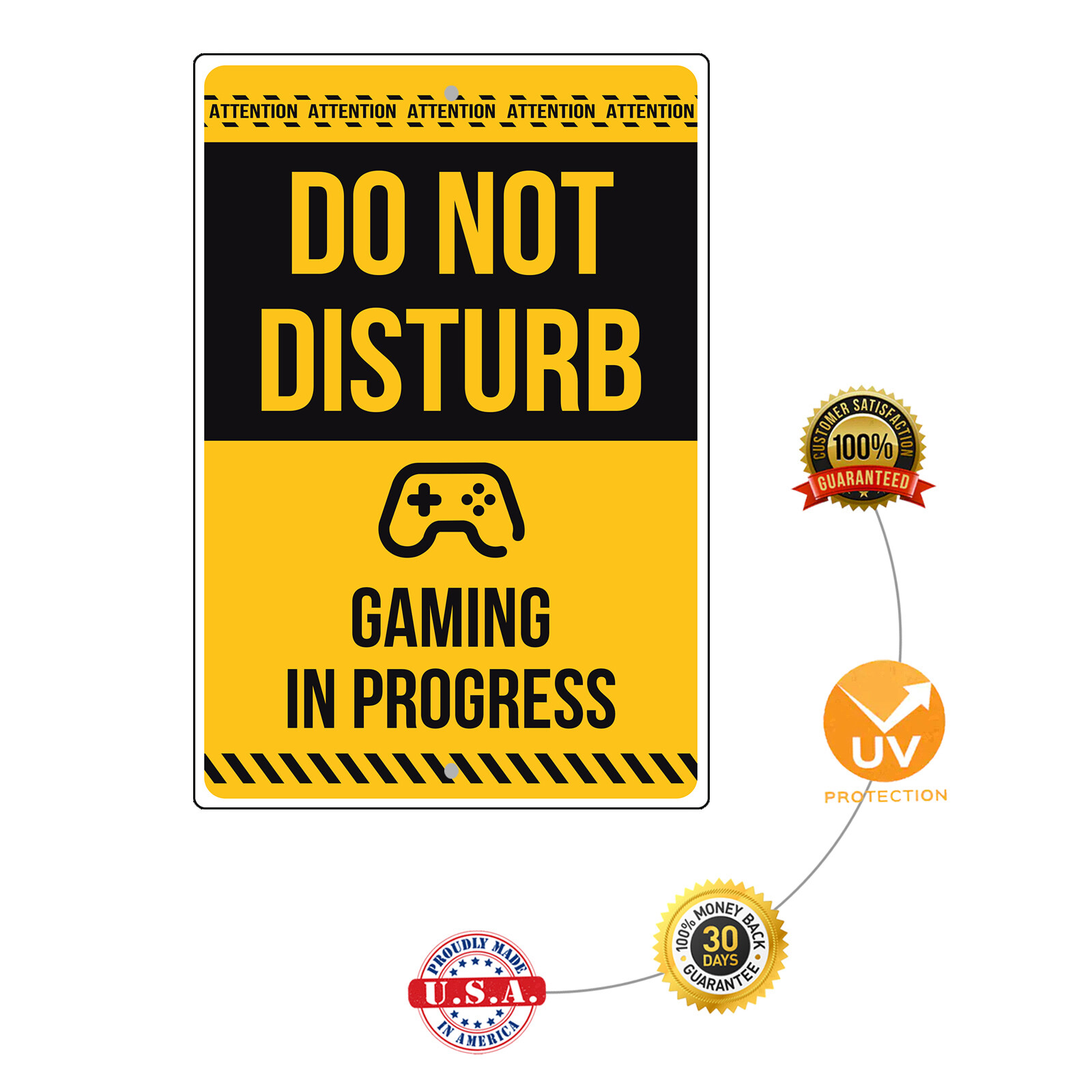 Attention Do Not Disturb Gaming In Progress Video Game Decor Aluminum Metal Sign