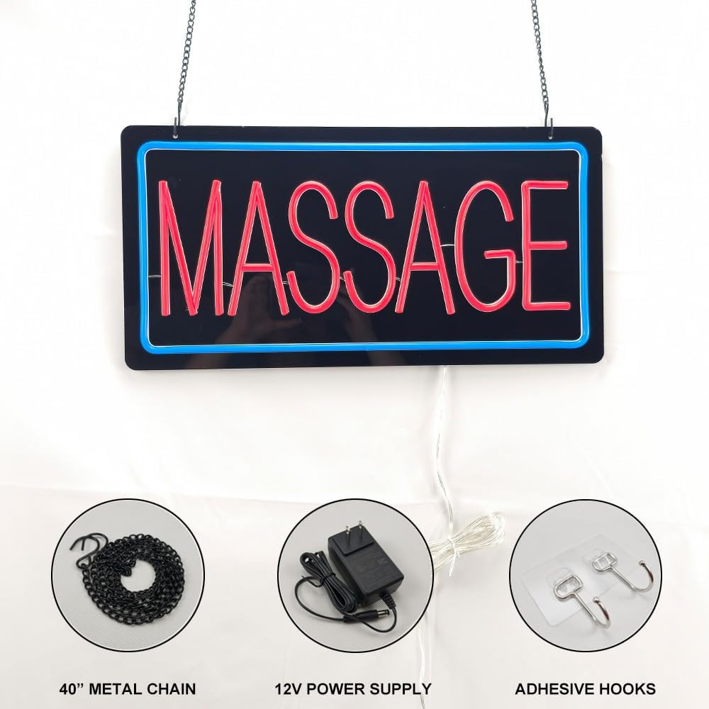 Bright LED Massage Sign for Salon & Spa – 19″x9.5″ Neon Light Display