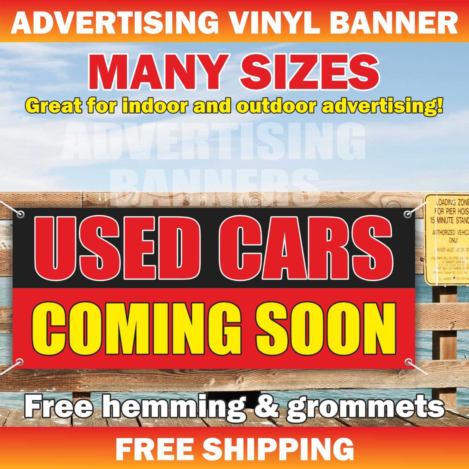 USED CARS COMING SOON Advertising Banner Vinyl Sign dealer auto service credit