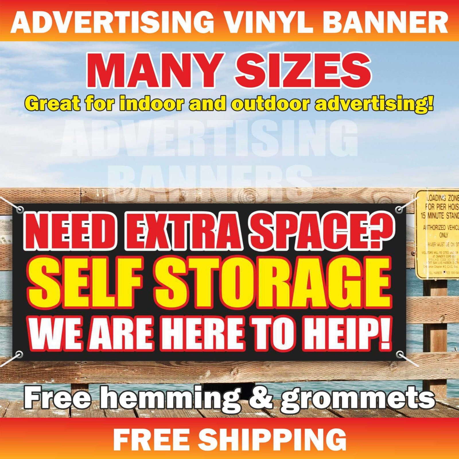 SELF STORAGE Advertising Banner Vinyl Sign Space Lease UNITS RENT Realtor Garage
