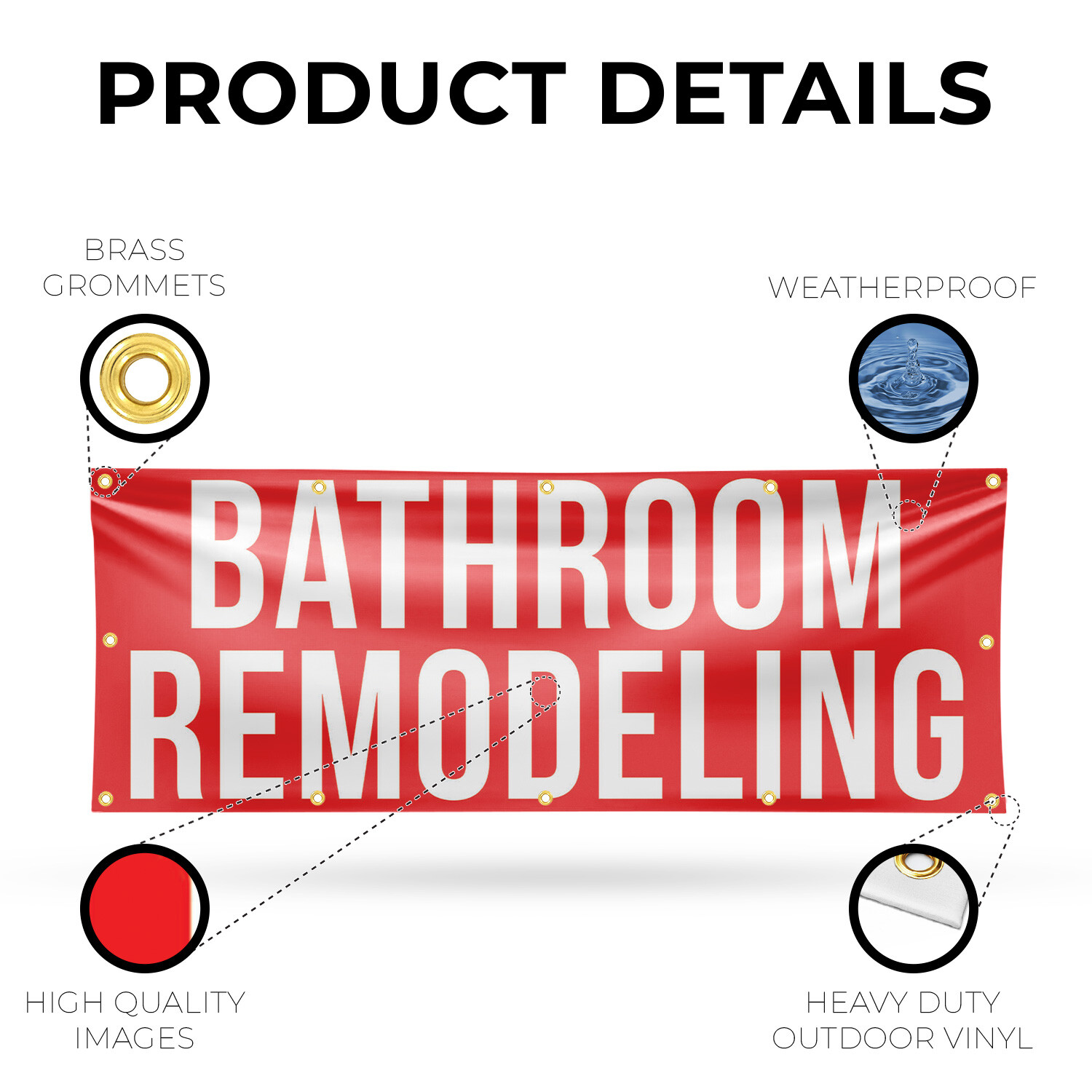 Bathroom Remodeling Vinyl Banner Sign with Metal Grommets Heavy-Duty