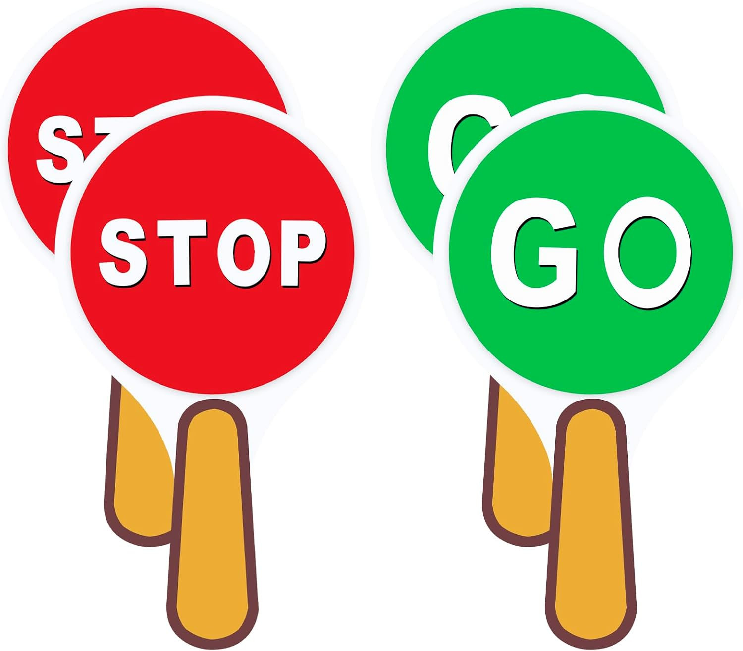 4 PCS Double Sided Stop Sign Handheld Children Red and Green Traffic Sign Lights