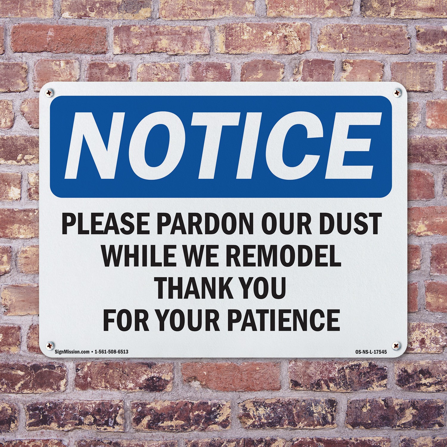 Please Pardon Our Dust While We Remodel OSHA Notice Sign Or Decal – 5 or 10 Pack