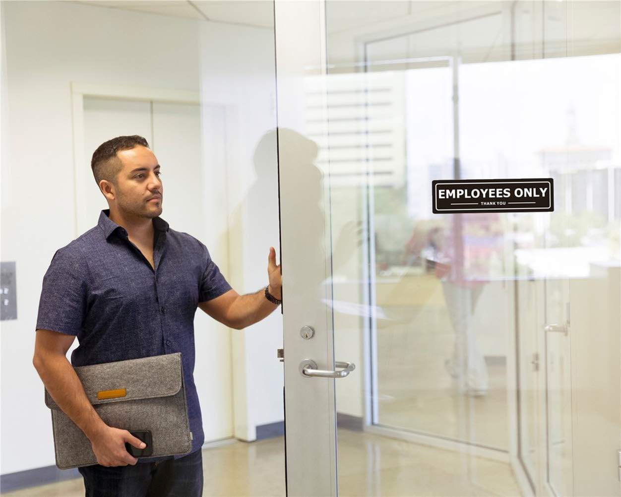 Employees Only Sign for Office Business Door Aluminum Metal Black White Signs fo